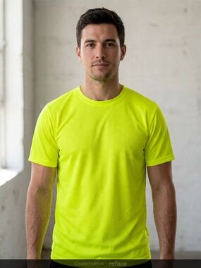 One - Men's Neon Yellow Performance Crew Neck T-Shirt size Large